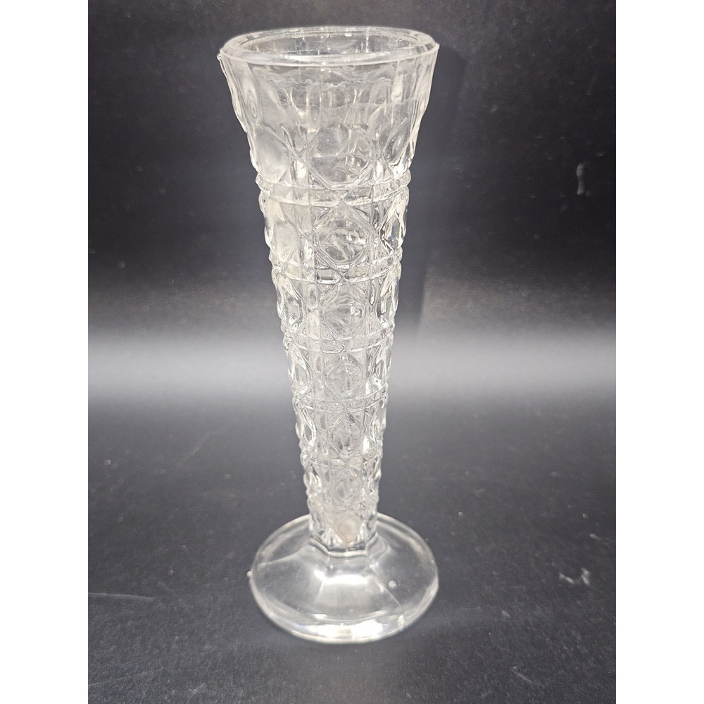 Footed Bud Vase 6 inch Indiana Glass Royal Brighton Pattern Crystal Cut Vintage